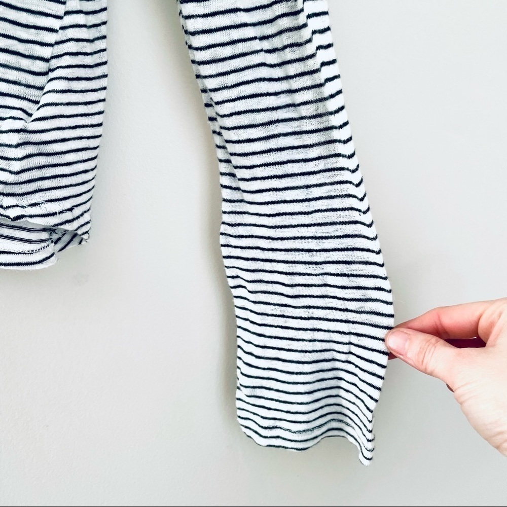 GAP Black White Stripes Striped Stripe 100% Linen Top Large Minimalist - Picture 4 of 8
